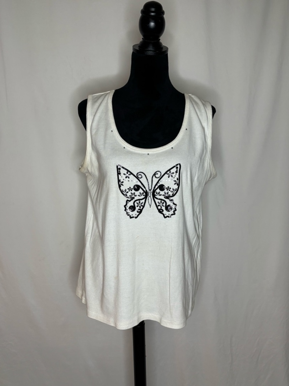 Women's White Butterfly Graphic Tank Top